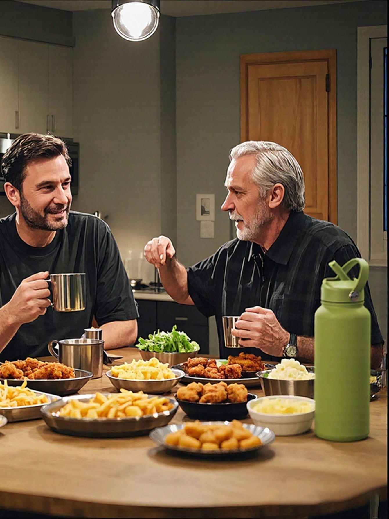 Stainless Steel Wide - Mouth Sports Water Bottle With Straw And Handle