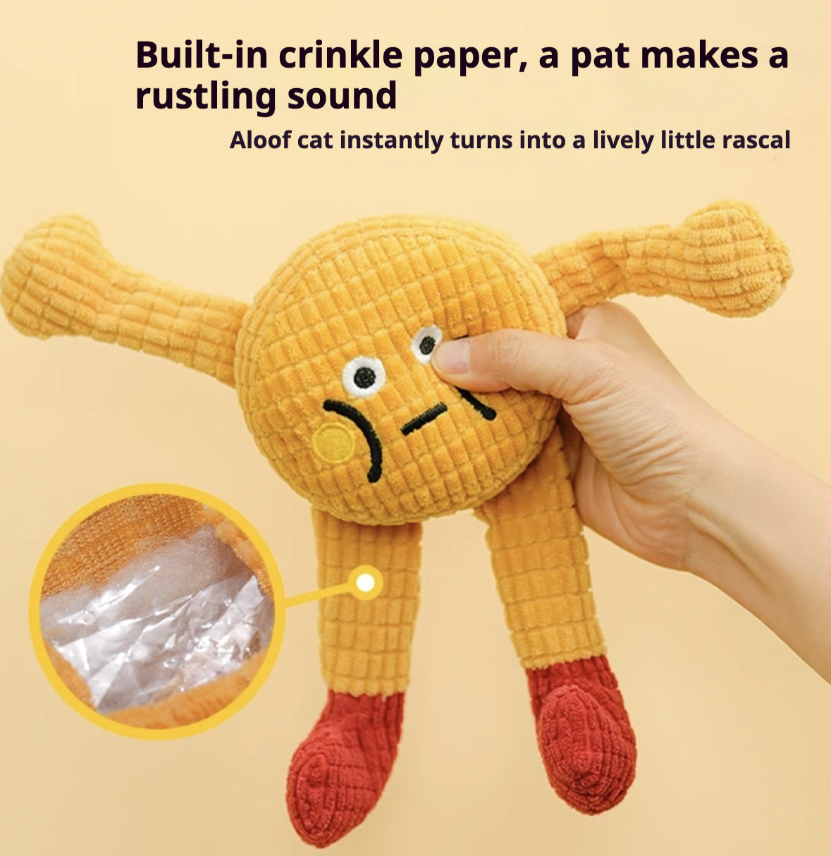 Plush Squeaky Catnip Toy with Crinkle Paper for Cats
