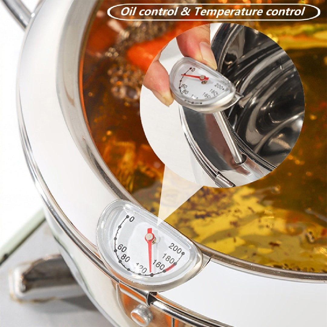 Stainless Steel Kitchen Deep Fryer Pot With Thermometer