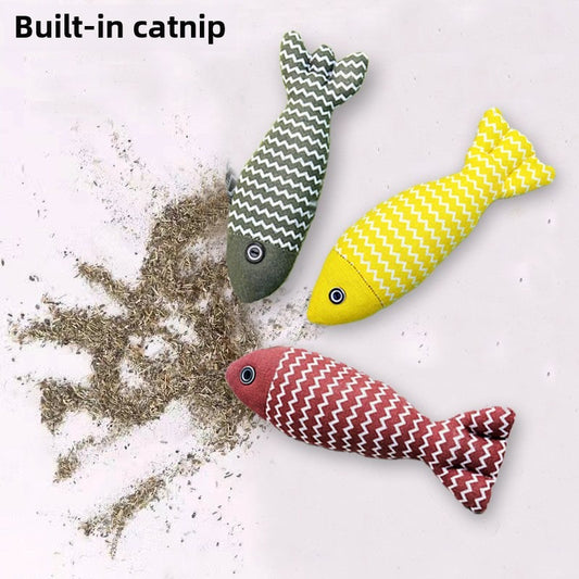 Cat Mint Fish Toy with Catnip – Linen Chew & Kicker Toy for Cats (Random Color)