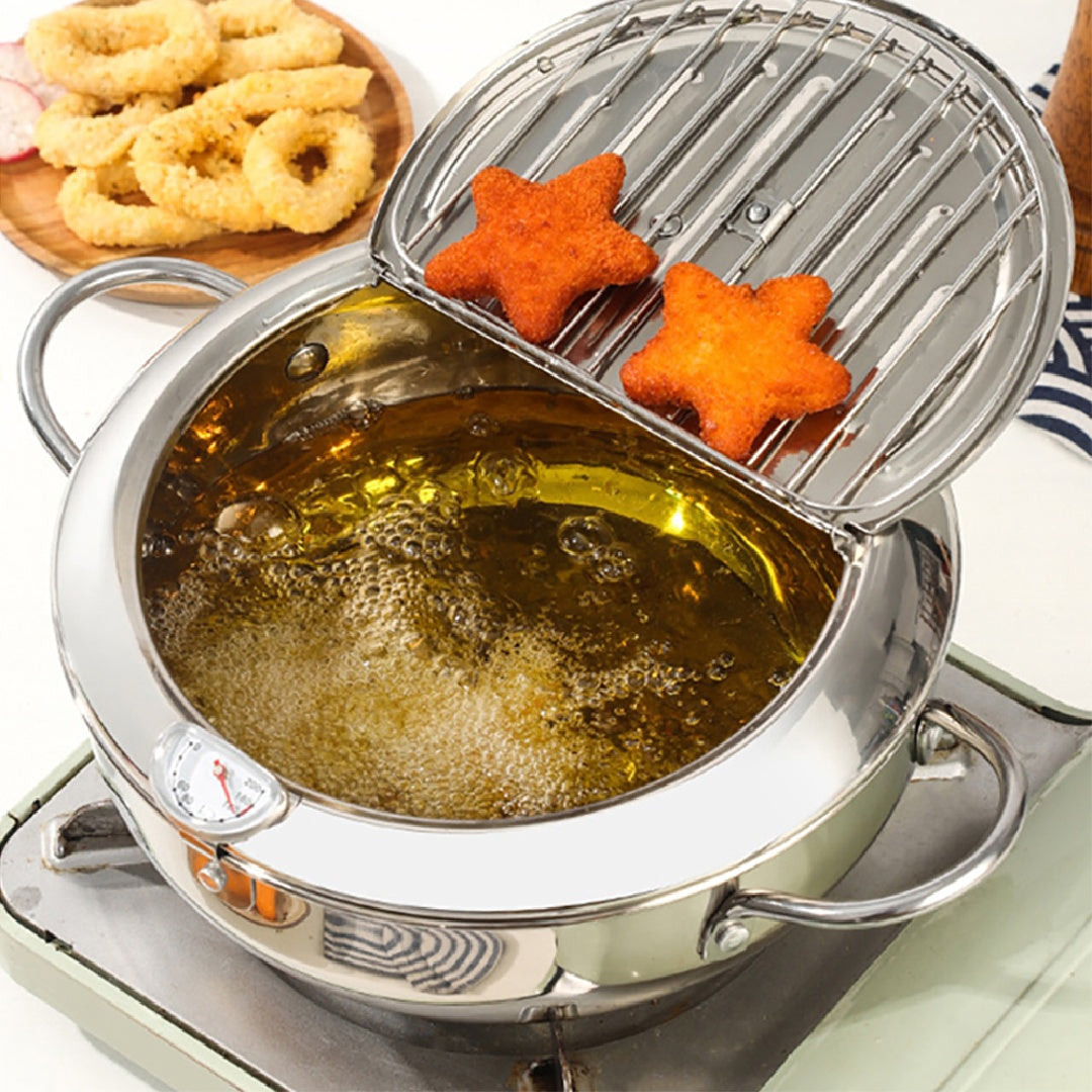 Stainless Steel Kitchen Deep Fryer Pot With Thermometer
