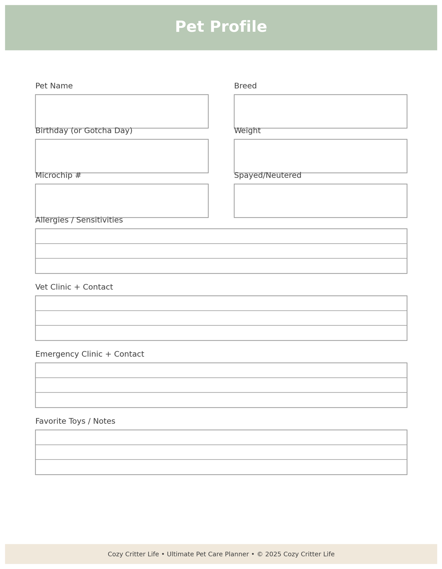 Ultimate Pet Care Planner (Printable & Editable) | Cozy Critter Life