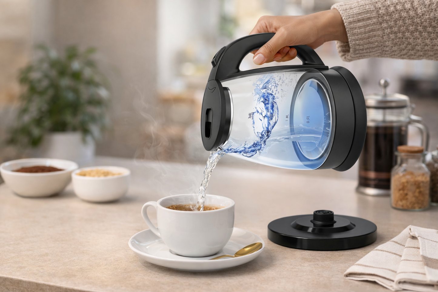 1.8 Liter Colorful Glass Electric Kettle With LED Illumination