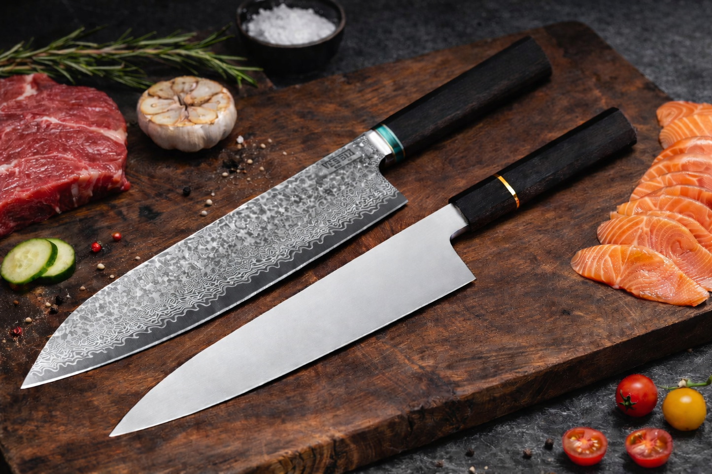 9 Inch Japanese Gyuto Chef Knife With VG - 10 Core And Ebony Handle