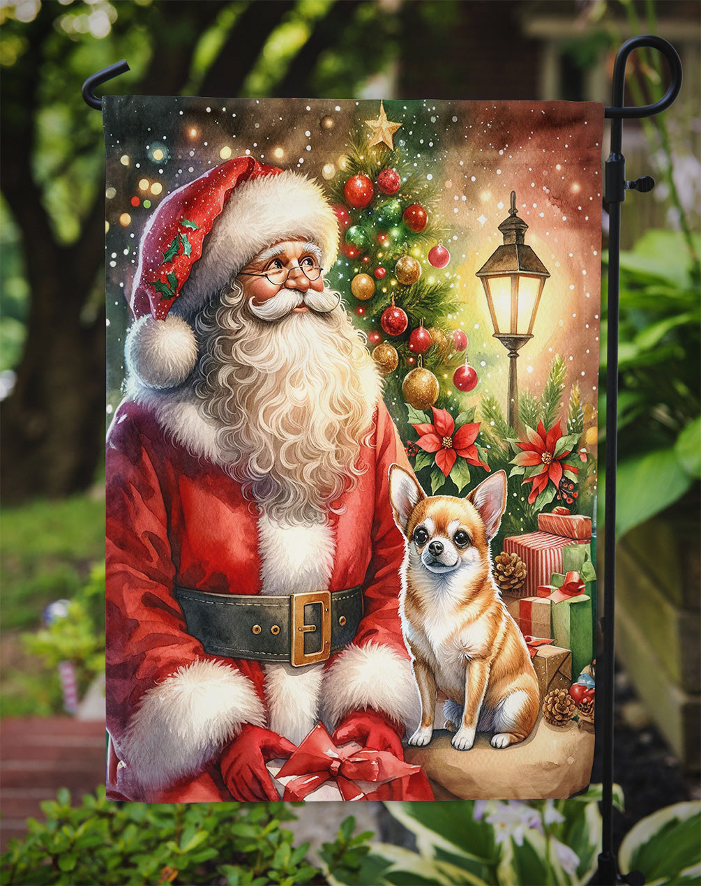 Chihuahua and Santa Claus Garden Flag-2