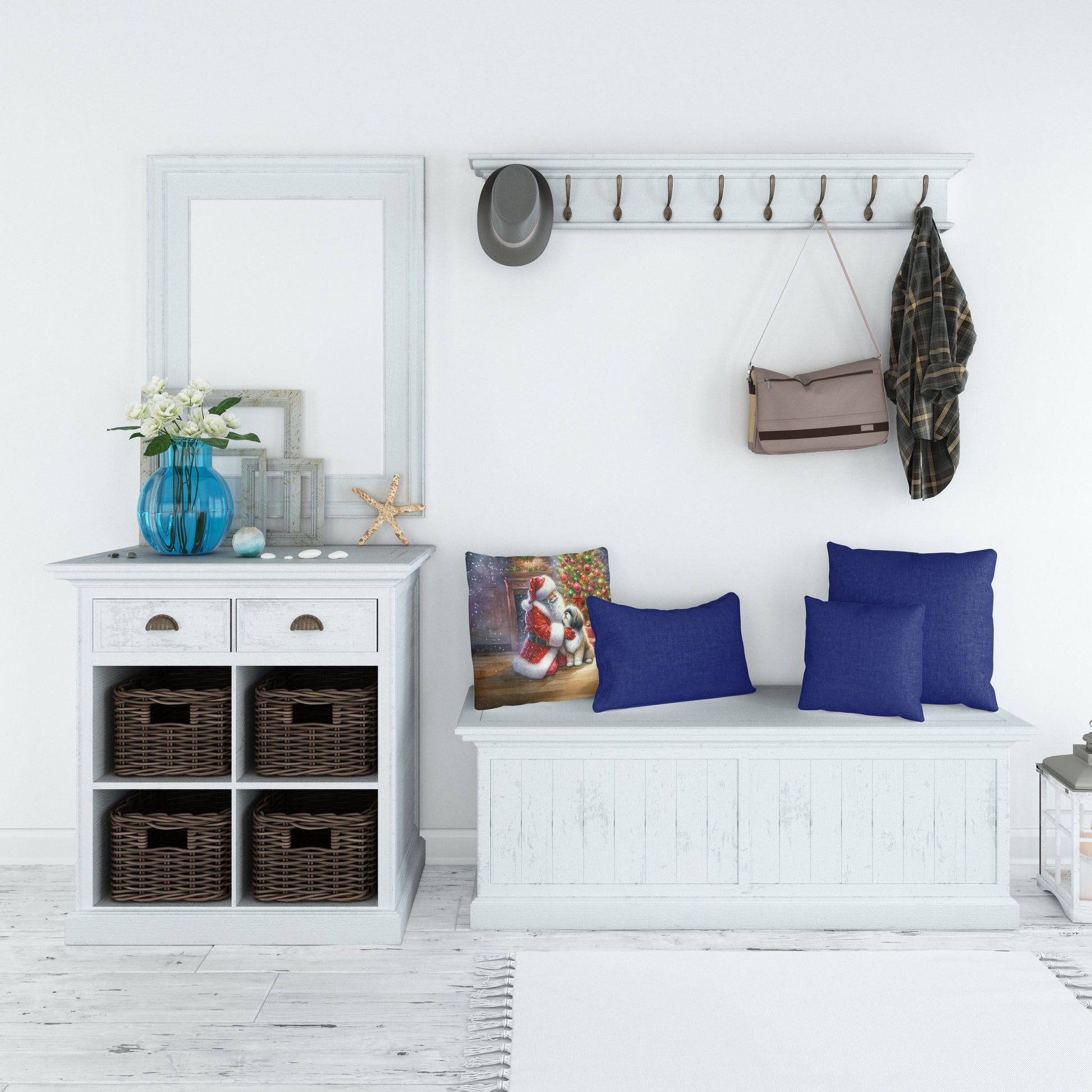 Lhasa Apso and Santa Claus Throw Pillow-4