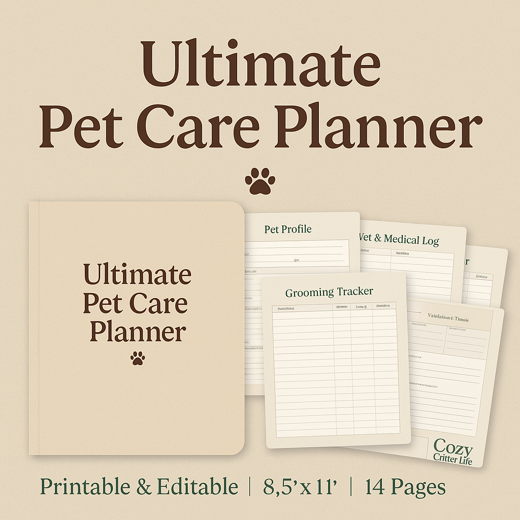 Ultimate Pet Care Planner (Printable & Editable) | Cozy Critter Life