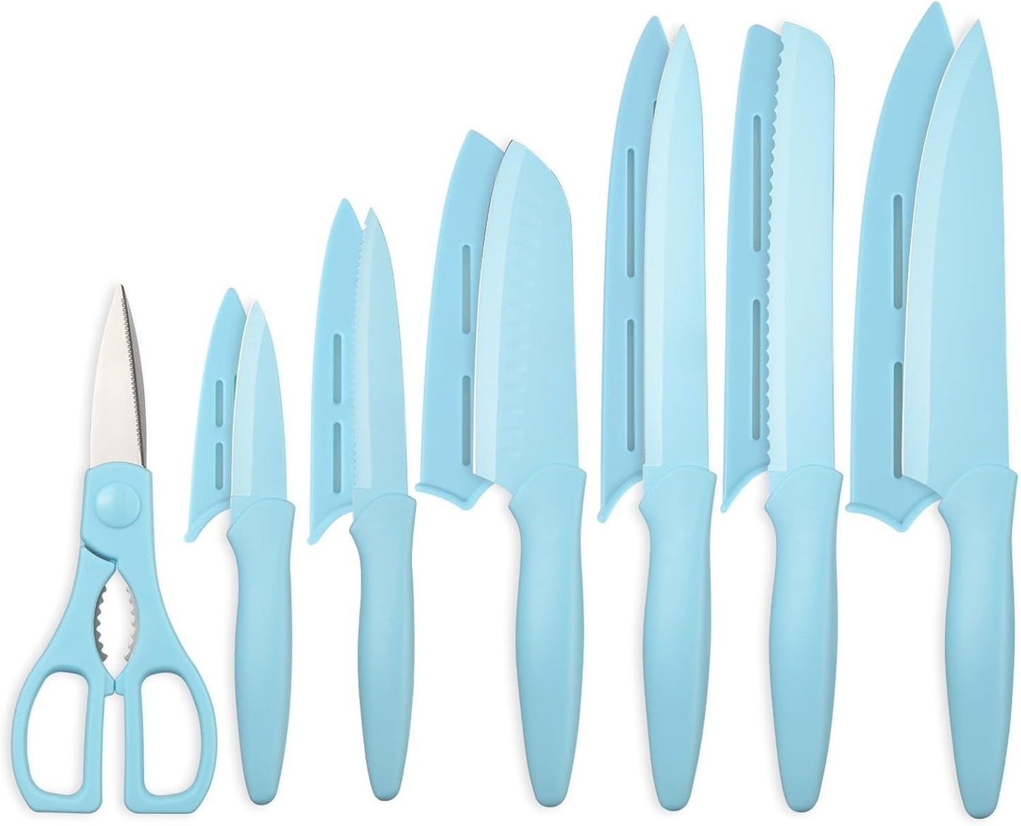 13 Piece Titanium Coated Stainless Steel Knife Set With Sheaths