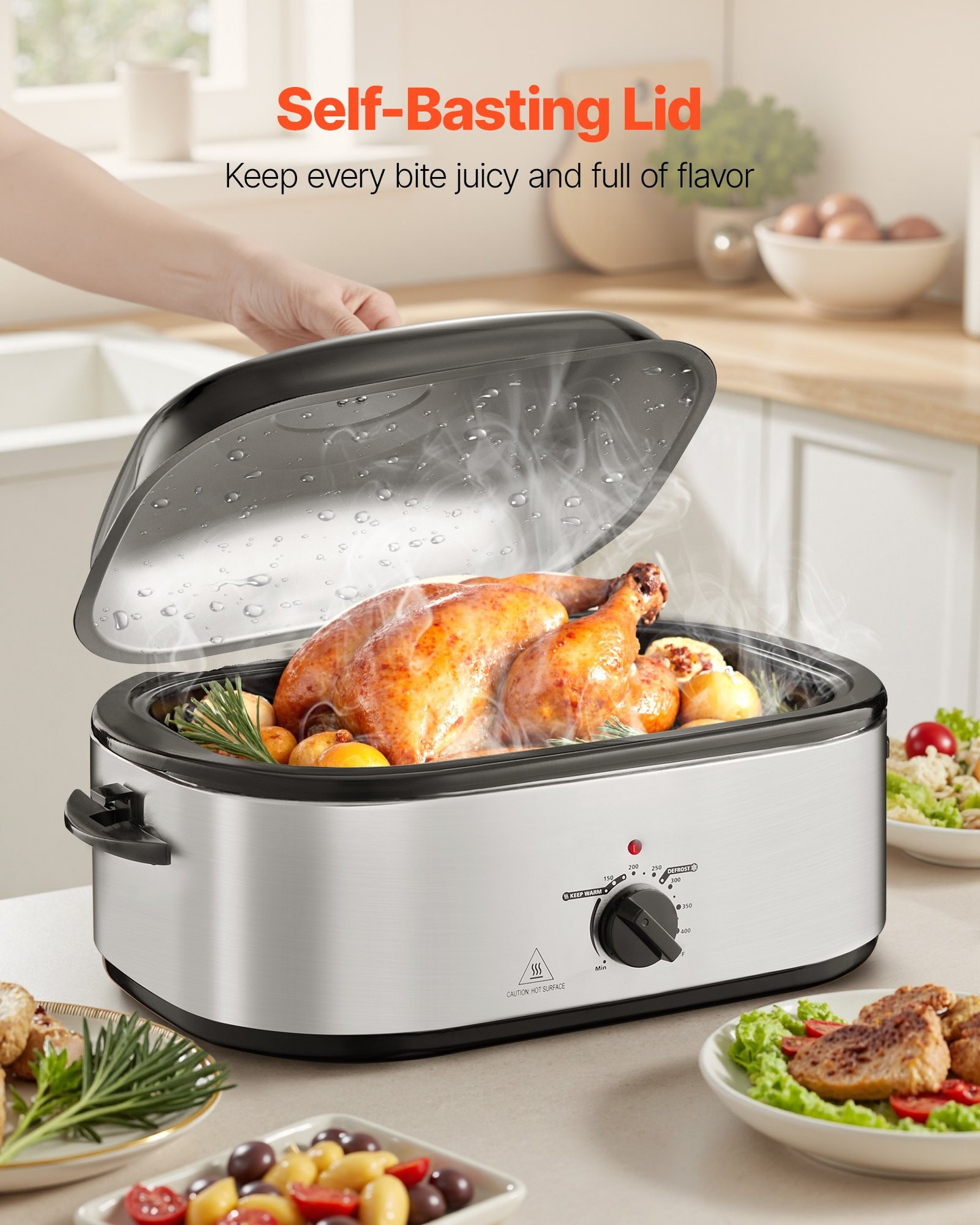 22QT Electric Roaster Oven With Self Basting Lid