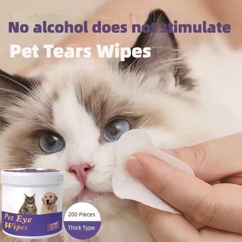 Pet Eye Wipes for Dogs & Cats – 200 Count Tear Stain & Eye Cleaning Wipes