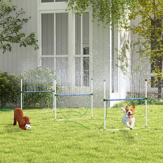 4-Piece Dog Agility Training Hurdle Set with Water Spray Tube