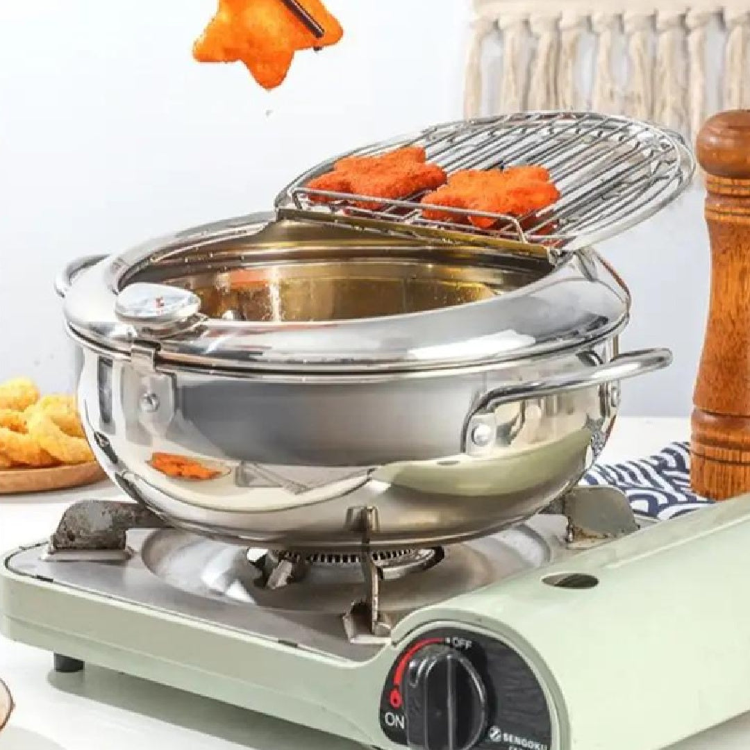 Stainless Steel Kitchen Deep Fryer Pot With Thermometer