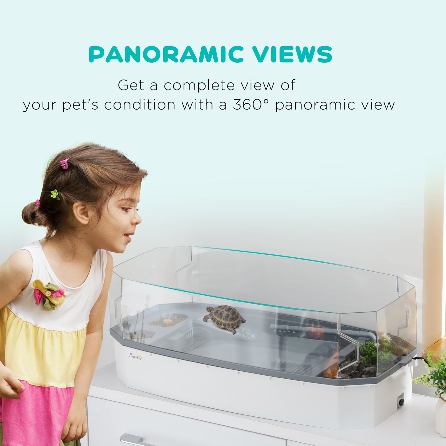 Turtle Tank Kit with Basking Platform, Water Pump, and Layered Filtration System