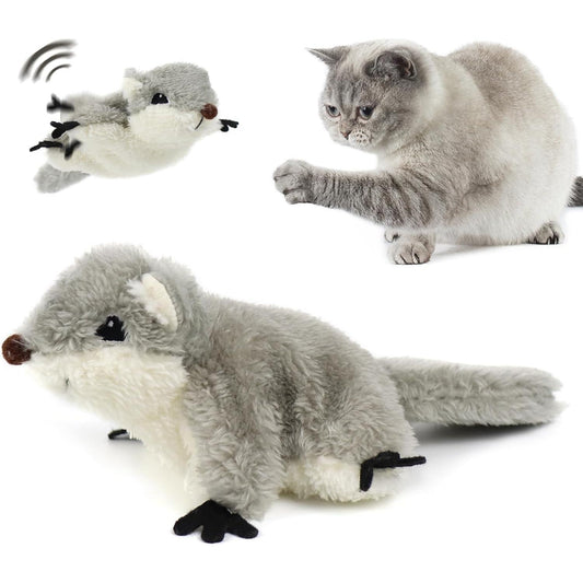 Interactive Flapping Squirrel Cat Toy With Catnip USB Rechargeable
