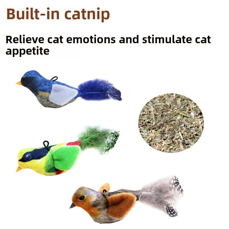 Cat Sound Bird Toy with Catnip – Hanging Interactive Plush Toy (Random Color)