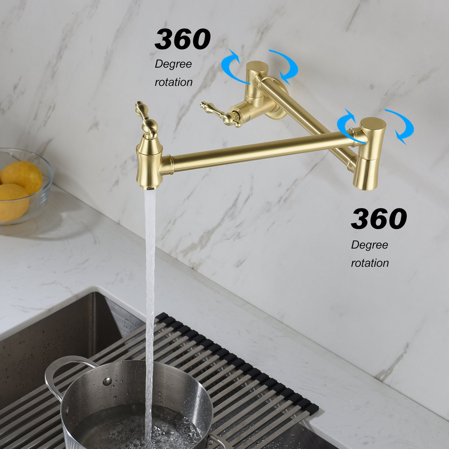 Wall Mounted Kitchen Folding Pot Filler Faucet