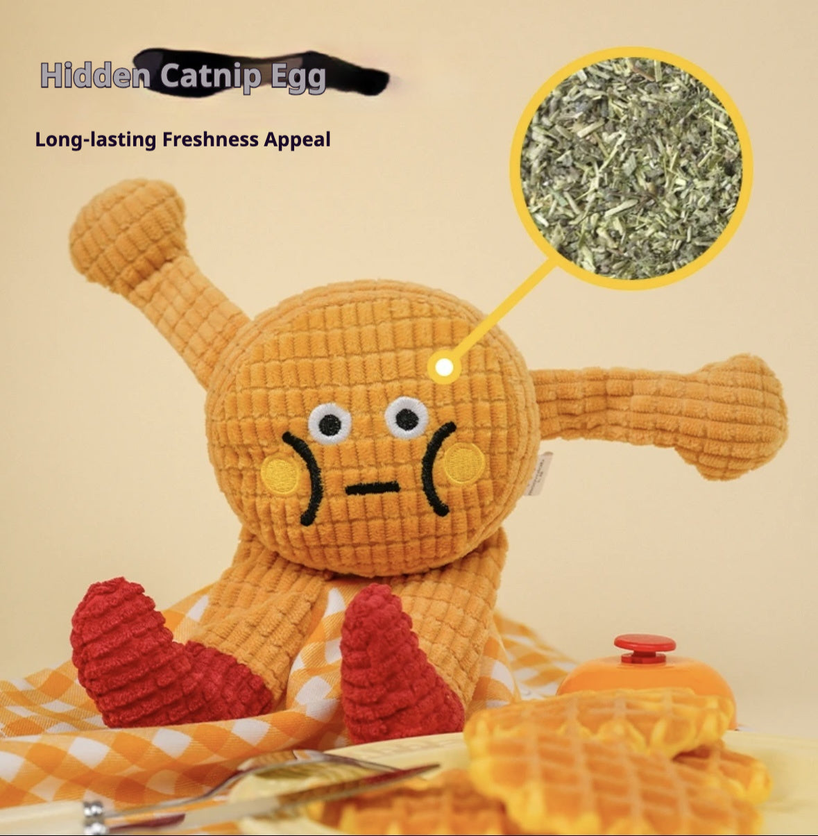 Plush Squeaky Catnip Toy with Crinkle Paper for Cats