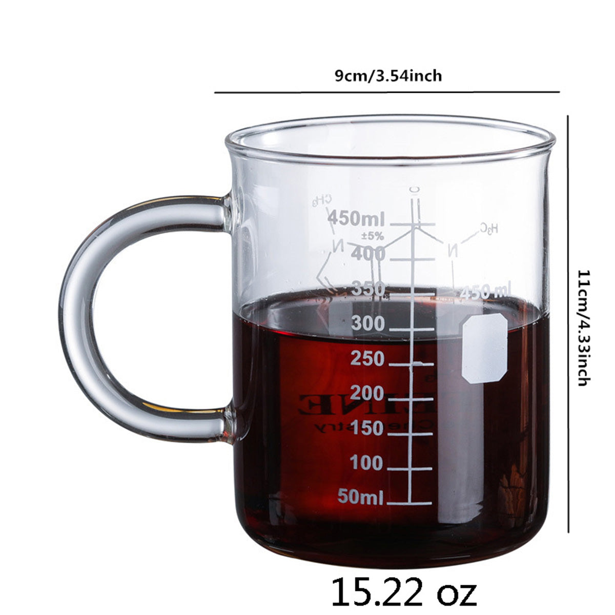 High Borosilicate Glass Coffee Cup With Measurement Scale