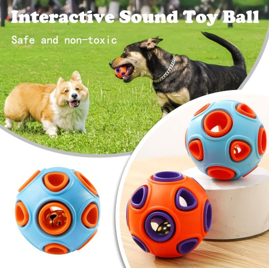 Dog Rubber Jingle Ball Set with Built-In Bell – Interactive Chew & Fetch Toy (2-Pack)