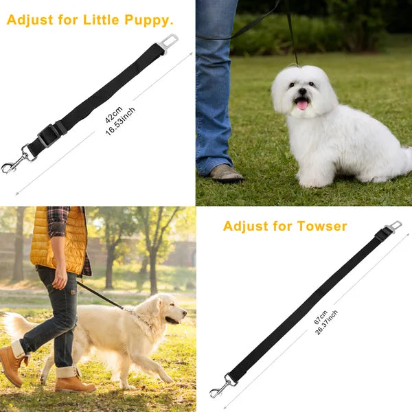 2-Pack Adjustable Dog Seat Belt Leash for Car Safety