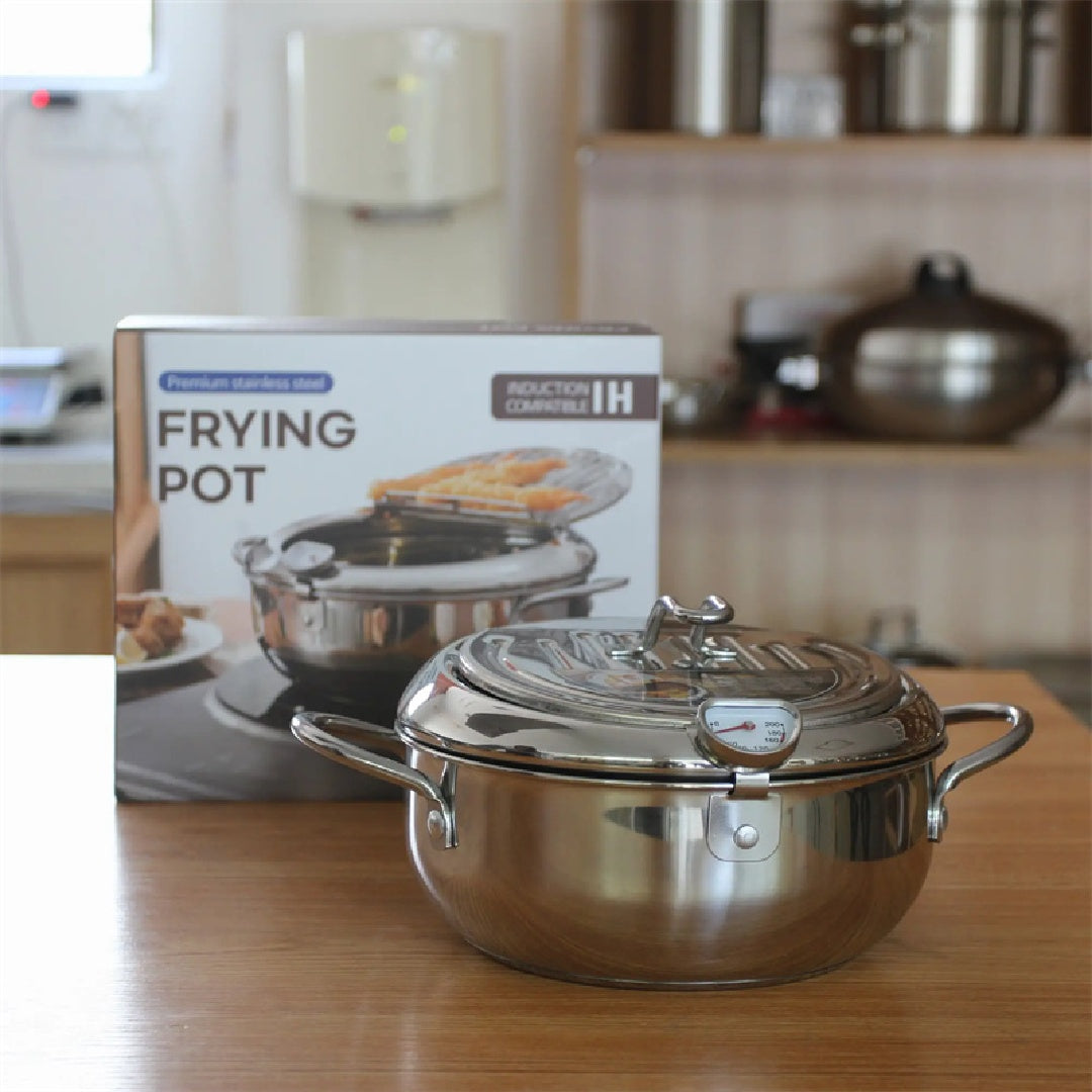 Stainless Steel Kitchen Deep Fryer Pot With Thermometer