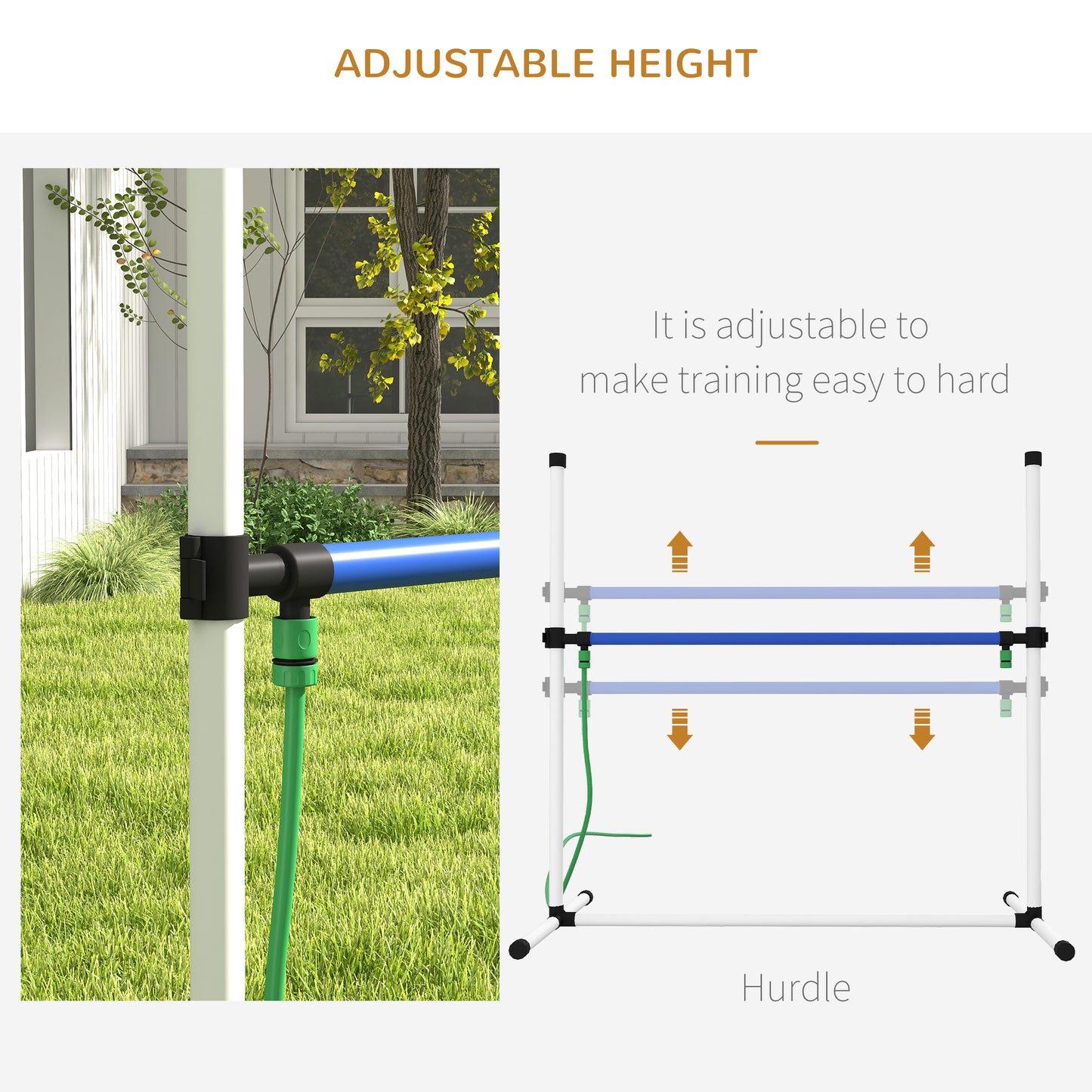 4-Piece Dog Agility Training Hurdle Set with Water Spray Tube