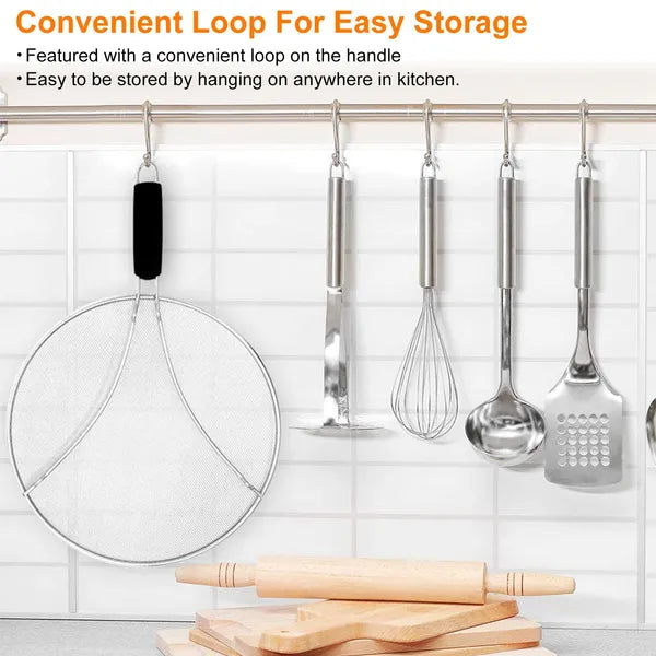 Grease Splatter Screen 13in Stainless Steel Fine Mesh Shield