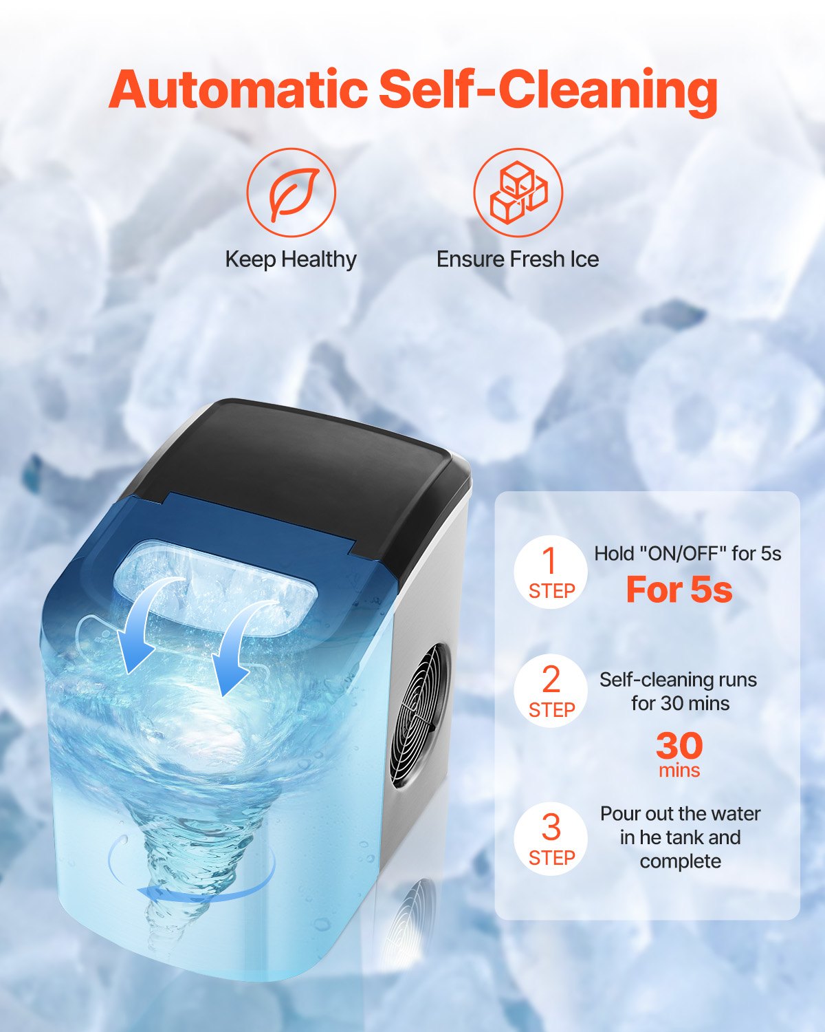 Portable Countertop Ice Maker 33 Lb Per Day Self Cleaning With Scoop Basket