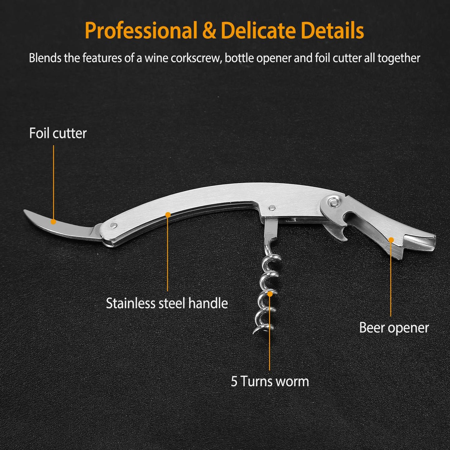 3 Piece Corkscrew Wine Bottle Opener Set