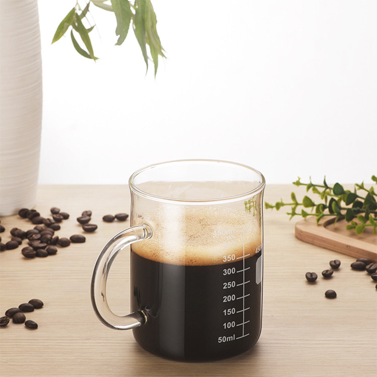 High Borosilicate Glass Coffee Cup With Measurement Scale