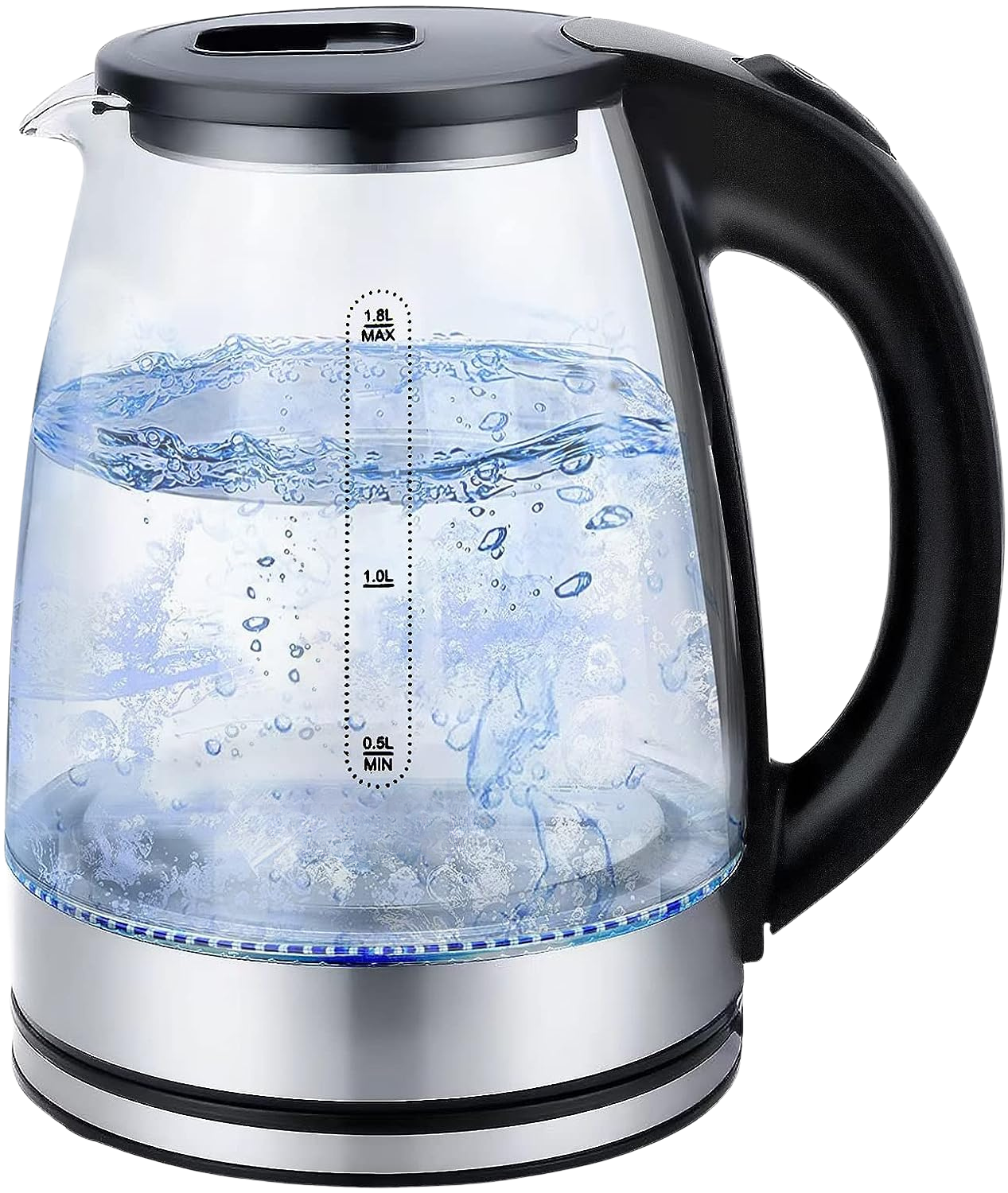 1.8L Glass Electric Kettle With LED Light And Safety Shut - Off