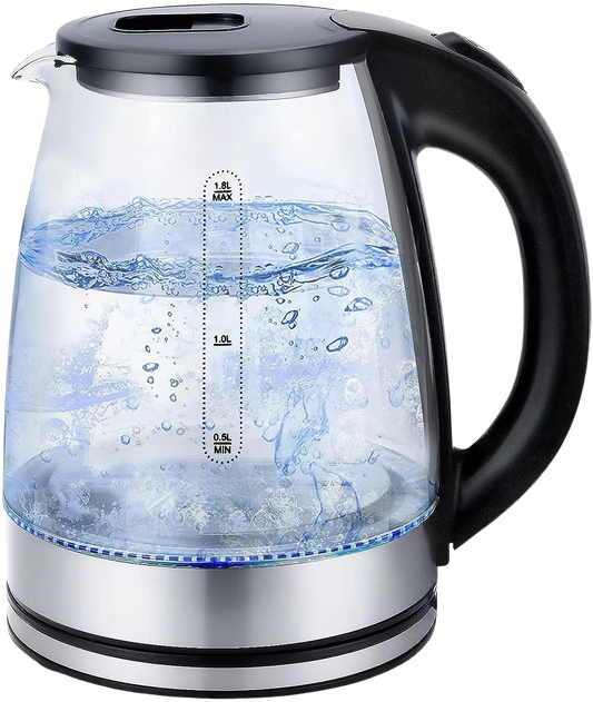 1.8L Glass Electric Kettle With LED Light And Safety Shut - Off