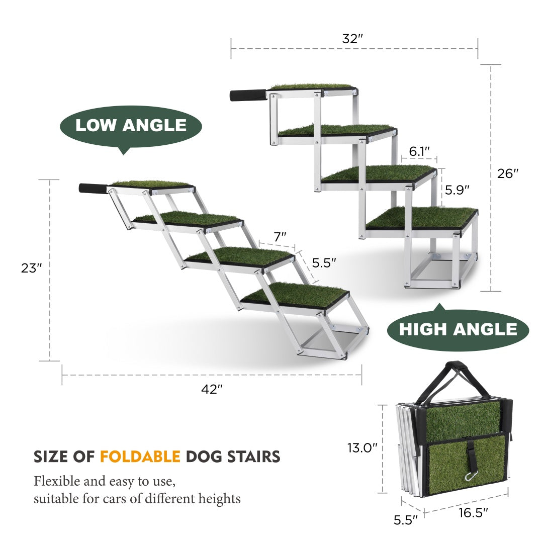 Foldable Dog Ramp & Stairs for Cars, SUVs & Trucks – Non-Slip Portable Pet Steps for Large Dogs up to 250 lbs