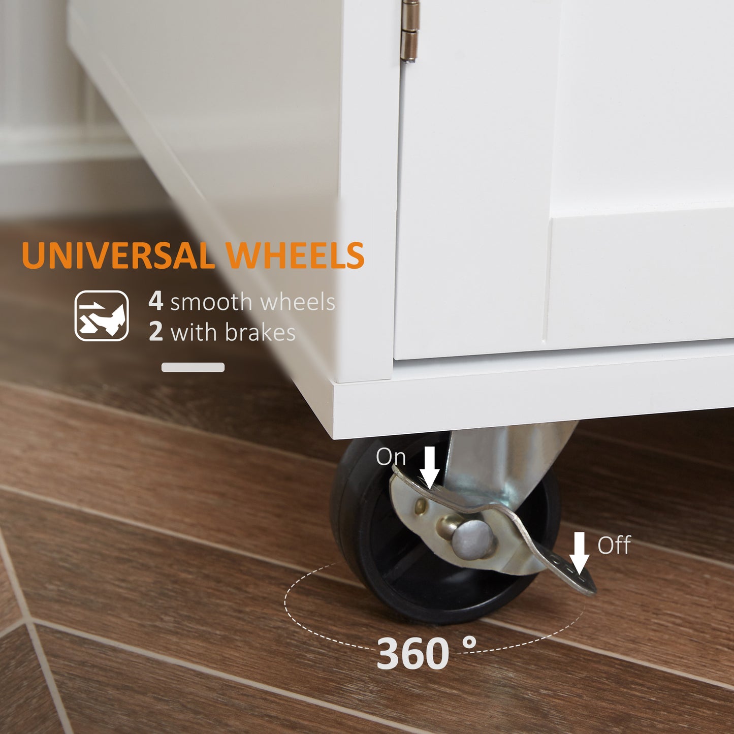 Kitchen Island Cart With Rubberwood Top And Adjustable Storage