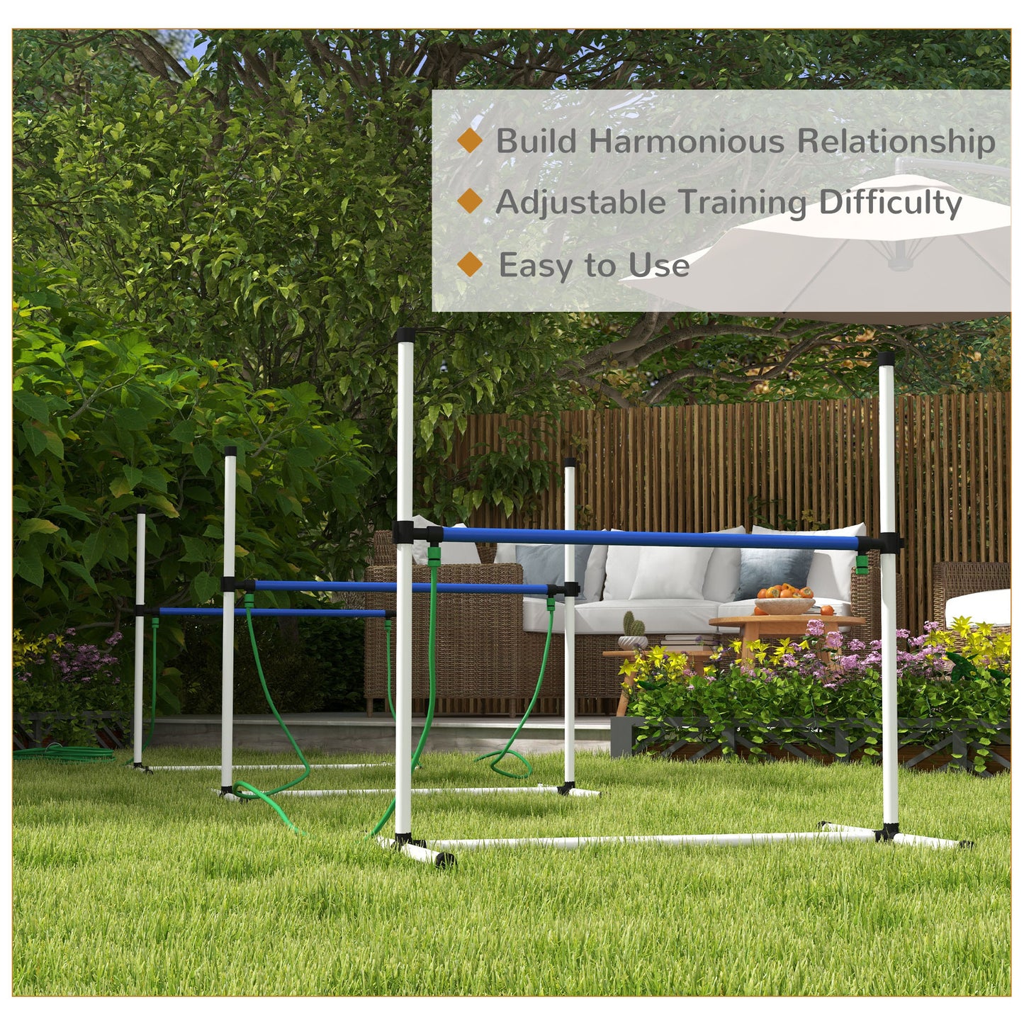 4-Piece Dog Agility Training Hurdle Set with Water Spray Tube