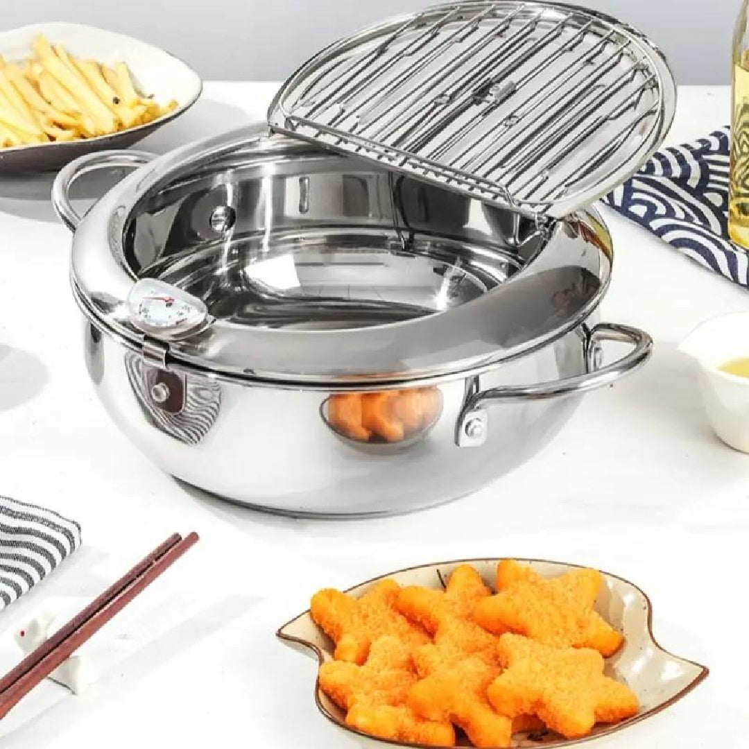 Stainless Steel Kitchen Deep Fryer Pot With Thermometer